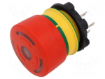 Switch: emergency stop | 22mm | Stabl.pos: 2 | NC | red | LED | 5A/250VAC
