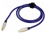 Cable | RCA socket,both sides | 1m | Plating: gold-plated | blue