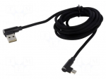 Cable | USB 2.0 | 2m | black | 480Mbps | textile | Standard: Quick Charge