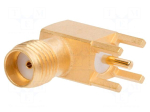 Connector: SMA | plug | female | coaxial | angled 90&deg; | 50&Omega; | THT | PTFE