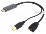 Adapter | DisplayPort socket,HDMI plug,USB A plug | 0.2m | black