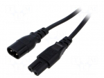 Cable | 2x0.75mm2 | IEC C7 female,IEC C8 male | PVC | 3m | black | 2.5A