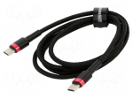 Cable | USB C plug,both sides | 2m | black | textile | 60W