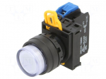 Switch: push-button | 22mm | Stabl.pos: 1 | NO | white | LED | IP65 | YW