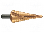 Drill bit | for metal,step,conical | Plating: titanium nitride