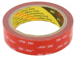 Tape: fixing | W: 25mm | L: 5.5m | Thk: 0.4mm | acrylic | grey | 31N/cm