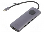 Hub USB | USB 2.0,USB 3.0 | grey | Number of ports: 10 | 0.15m