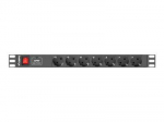 Lanberg Power Distribution unit (PDU) 19" 1U 16A 2m 7X Schuko oulets | PDU-07F-0200-BK