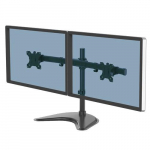 Fellowes Seasa Dual Monitor Arm - Freestanding Monitor Mount for 8KG 27 inch Screens - Ergonomic Adjustable Monitor Arm - Tilt 45&deg; Pan 120&deg; Rotation 360&deg;, VESA 75 x 75/100 x 100 - Black