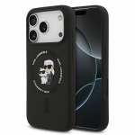 Back panel cover Karl Lagerfeld Apple iPhone 17 Pro Liquid Silicone Karl and Choupette MagSafe Case Black