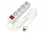 Extension lead | 3G1.5mm2 | 1.5m | PVC | white | Sockets no: 4 | 16A