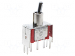 Switch: toggle | SPDT | ON-ON | 5A/120VAC | 5A/28VDC | Leads: for PCB