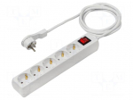Extension lead | 3G1.5mm2 | 2m | PVC | white | Sockets no: 5 | 16A
