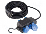 Extension lead | 3G1.5mm2 | 10m | rubber | black | Sockets no: 4 | 16A