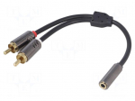 Aux adapter | RCA | gold-plated | RCA plug x2,Jack 3.5mm 3pin plug