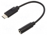 Cable | stereo,USB 2.0 | Jack 3.5mm 3pin socket,USB C plug | 0.14m