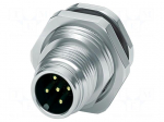 Connector: M12 | socket | PIN: 5 | male | 60V | straight | IP67 | THT | A code