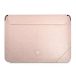 Oriģinālais GUESS klēpjdatora maciņ&scaron; Saffiano Triangle Logo GUCS16PSATLP 16 collas rozā krāsā