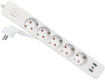 Toiteplokk Equip &uuml;lepingekaitse ja l&uuml;litiga 5 Schuko pistikupesa, 2x USB-A, 1x USB-C Platinum (245555)