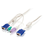 LevelOne KVM kaabel VGA->VGA, USB-A, PS/2 5.00m White