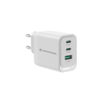 Laadija 3-port GaN 2xUSB-C/1xA 65WPD3.0/PPS valge