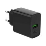 Adapter Gembird  Power Delivery Charger USB-A USB-C 20W Black