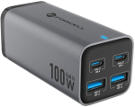 Ładowarka biurkowa Forcell F-Energy GaN III 2x USB-C 2x USB-A QC 4.0 PD 5A 100W VT-49 szara