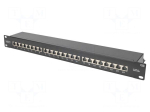 Patch panel | RACK | black | RJ45 socket x24 | rack 19" | 19" | Cat 6a