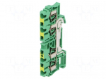 Splice terminal: rail | 2.5mm2 | ways: 1 | terminals: 4 | yellow-green
