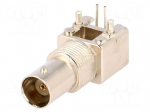 Socket | BNC | female | angled | 50&Omega; | THT | on PCBs,front side nut