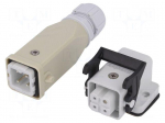 Connector: HDC | male + female | C146 | PIN: 4 | 3+PE | size A3 | M20 | 10A