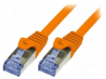 Patch cord | S/FTP | 6a | stranded | Cu | LSZH | orange | 7.5m | 26AWG