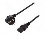 Cable | CEE 7/7 (E/F) plug angled,IEC C13 female | 750mm | black