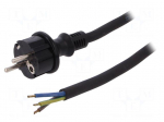 Cable | SCHUKO plug,CEE 7/7 (E/F) plug,wires | 10m | black | rubber