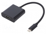 Adapter | USB 3.1 | HDMI socket,USB C plug | 0.23m | Colour: black