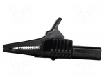 Crocodile clip | 30A | black | Grip capac: max.19mm | Socket size: 4mm