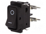 ROCKER | SPST | Pos: 2 | OFF-ON | 16A/250VAC | 6A/48VDC | black | none