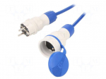 Extension lead | 3x1.5mm2 | 5m | PUR | blue | Sockets no: 1 | 16A