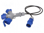 Connector: AC supply | splitter | male/female | 16A | 230VAC | IP44