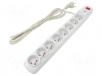 Plug socket strip: protective | Sockets: 8 | 230VAC | 10A | grey