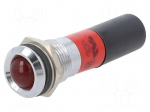 Indicator: LED | flat | red | 230VAC | &Oslash;14mm | IP67 | connectors | 18mcd