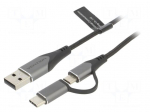 Cable | USB 2.0 | USB A plug,USB B micro plug,USB C plug | 0.5m