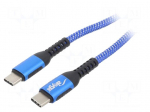 Cable | USB 2.0 | USB C plug,both sides | nickel plated | 1m | blue
