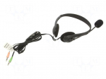 Headphones with microphone | black | Jack 3,5mm x2 | 1.8m | 32&Omega;