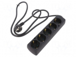 Extension lead | 3x1.5mm2 | Len: 1.5m | PVC | black | Sockets no: 5 | 16A
