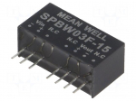 Converter: DC/DC | 3W | Uin: 9&divide;36VDC | Uout: 15VDC | Iout: 0&divide;200mA | SIP8
