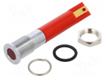 Indicator: LED | flat | red | &Oslash;8mm | IP67 | Q8 | for soldering,connectors