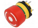 Switch: emergency stop | 22mm | Stabl.pos: 2 | NC + NO | red | none | IP65