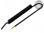 Wire: coiled | 4x0.15mm2 | unshielded | PUR | black | 300V | 0.2m | 0.8m
