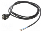 Cable | 3x1mm2 | CEE 7/7 (E/F) plug,wires | PVC | 2.5m | black | 10A